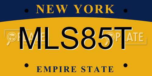 MLS85T New York License Plate