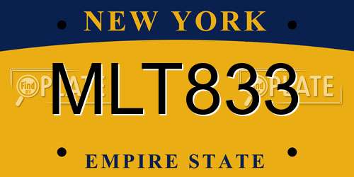 MLT833 New York License Plate