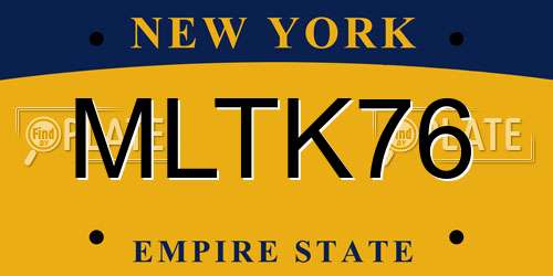MLTK76 New York License Plate