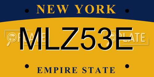 MLZ53E New York License Plate