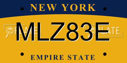 MLZ83E New York License Plate