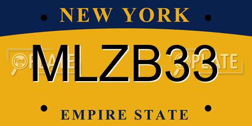 MLZB33 New York License Plate