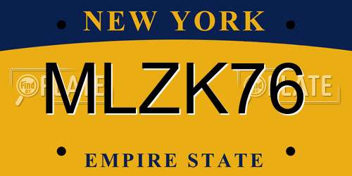 MLZK76 New York License Plate