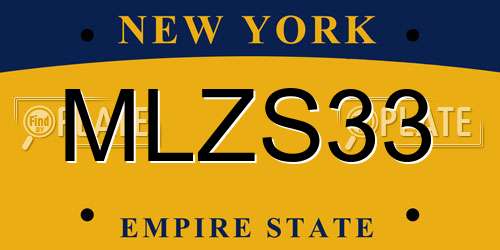 MLZS33 New York License Plate