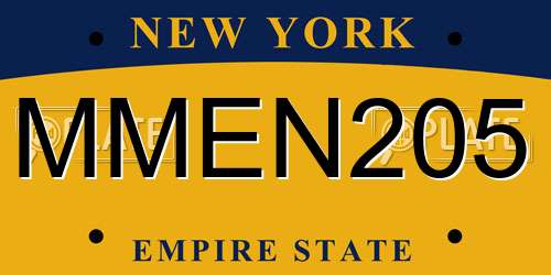 MMEN205 New York License Plate