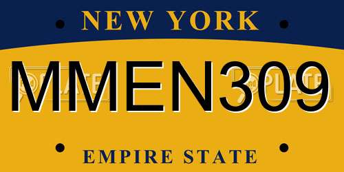 MMEN309 New York License Plate