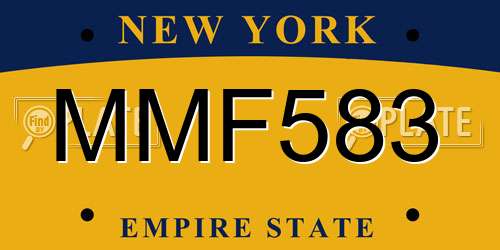 MMF583 New York License Plate