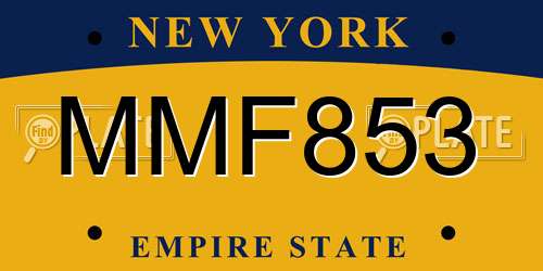 MMF853 New York License Plate