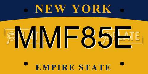 MMF85E New York License Plate