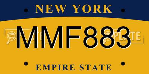 MMF883 New York License Plate
