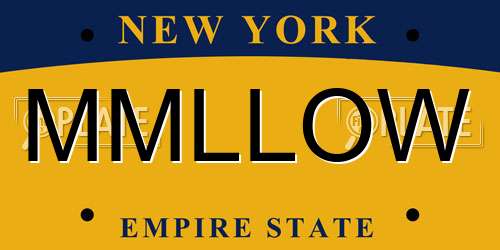 MMLLOW New York License Plate