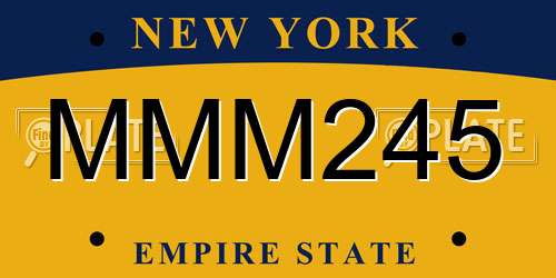 MMM245 New York License Plate