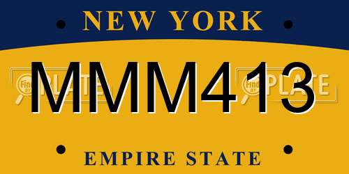 MMM413 New York License Plate