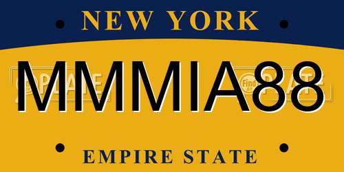 MMMIA88 New York License Plate