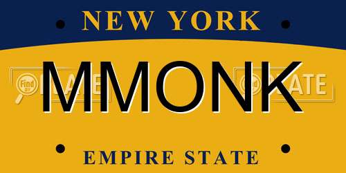MMONK New York License Plate