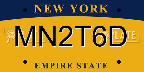 MN2T6D New York License Plate
