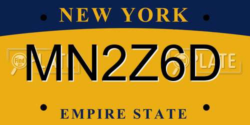 MN2Z6D New York License Plate