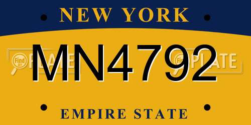 MN4792 New York License Plate