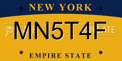 MN5T4F New York License Plate