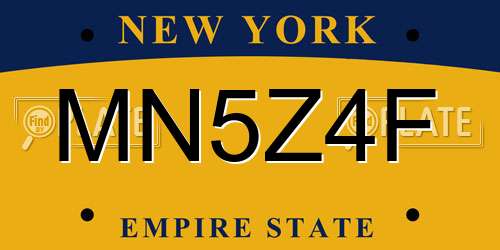 MN5Z4F New York License Plate
