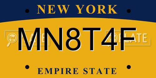 MN8T4F New York License Plate