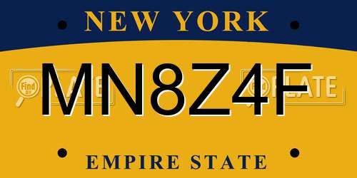 MN8Z4F New York License Plate