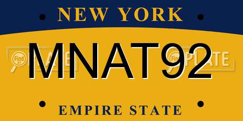 MNAT92 New York License Plate