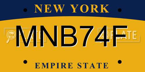MNB74F New York License Plate