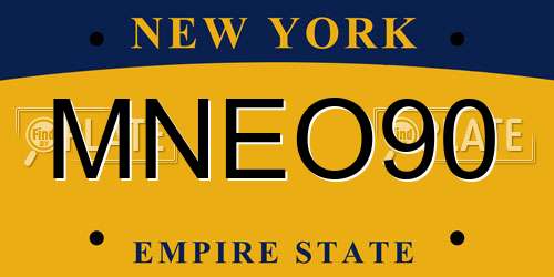 MNEO90 New York License Plate