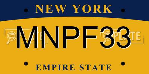 MNPF33 New York License Plate