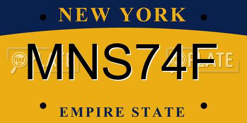MNS74F New York License Plate