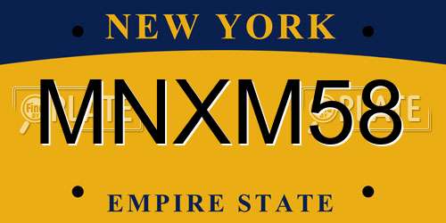 MNXM58 New York License Plate