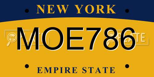 MOE786 New York License Plate
