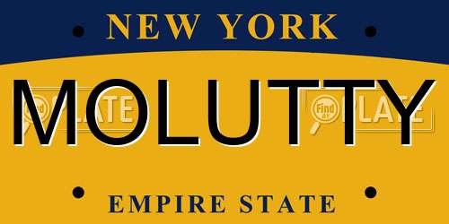 MOLUTTY New York License Plate