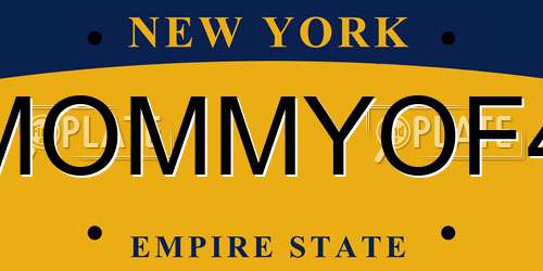 MOMMYOF4 New York License Plate