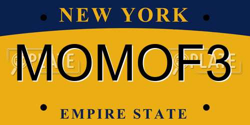 MOMOF3 New York License Plate