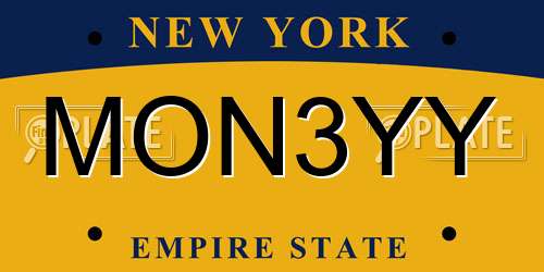 MON3YY New York License Plate