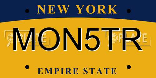 MON5TR New York License Plate