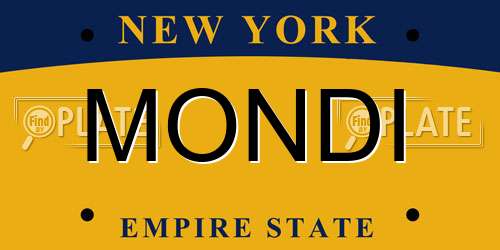 MONDI New York License Plate