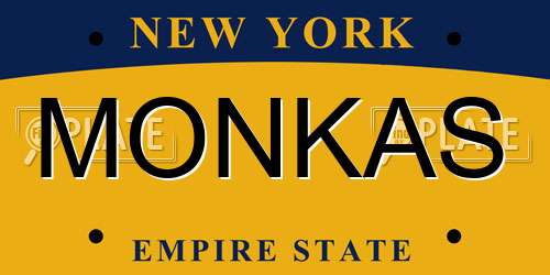 MONKAS New York License Plate