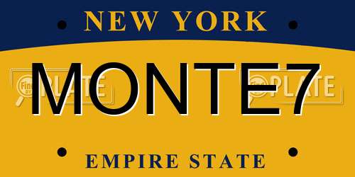 MONTE7 New York License Plate