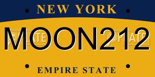 MOON212 New York License Plate