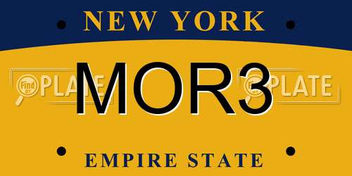MOR3 New York License Plate