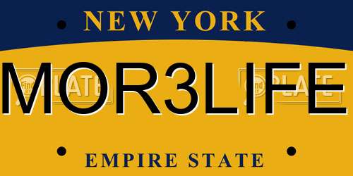 MOR3LIFE New York License Plate
