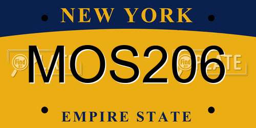 MOS206 New York License Plate