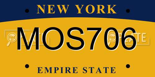 MOS706 New York License Plate