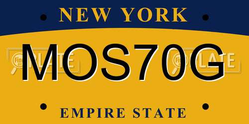 MOS70G New York License Plate