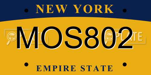 MOS802 New York License Plate