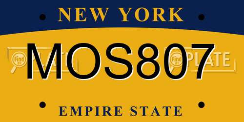 MOS807 New York License Plate