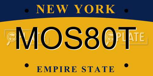 MOS80T New York License Plate